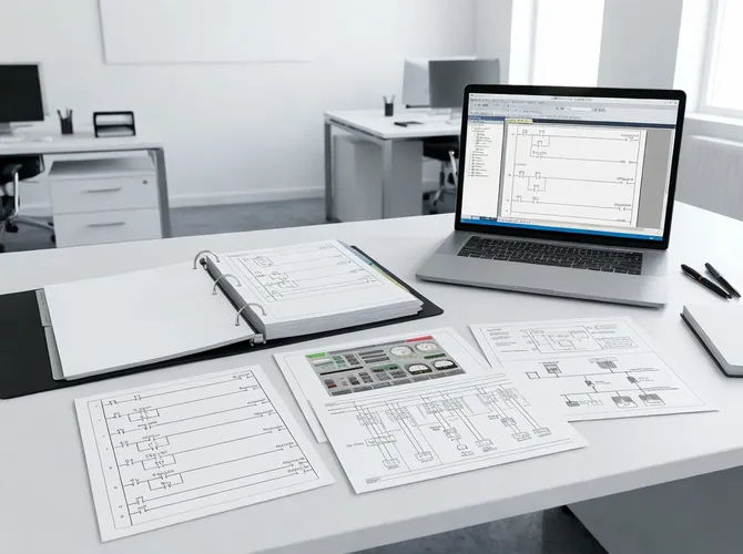 Control system documentation package including PLC ladder logic, HMI screen layouts, and I/O wiring diagrams delivered in editable format