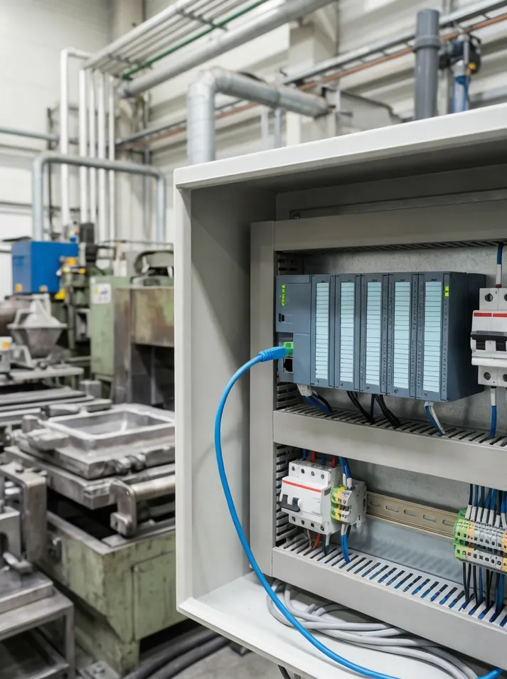 Remote diagnostics connection via Ethernet to PLC for foundry equipment troubleshooting