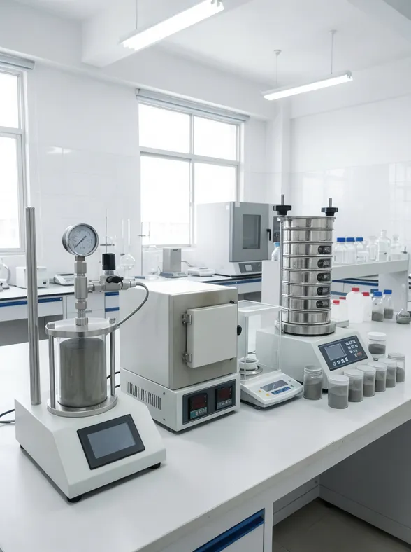 Sand testing equipment for monitoring reclaimed sand quality including permeability meters and LOI analyzers