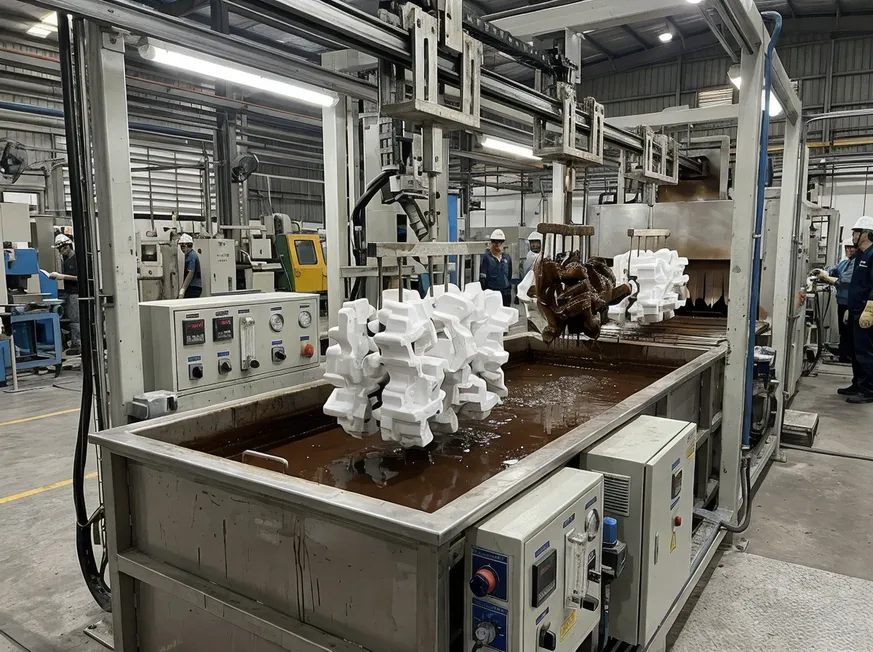 Refractory coating dip tank system with automated viscosity control for lost foam casting patterns