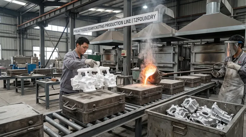 Aluminum pump housing cast using polystyrene foam pattern, 2-8 kg range for automotive aftermarket applications