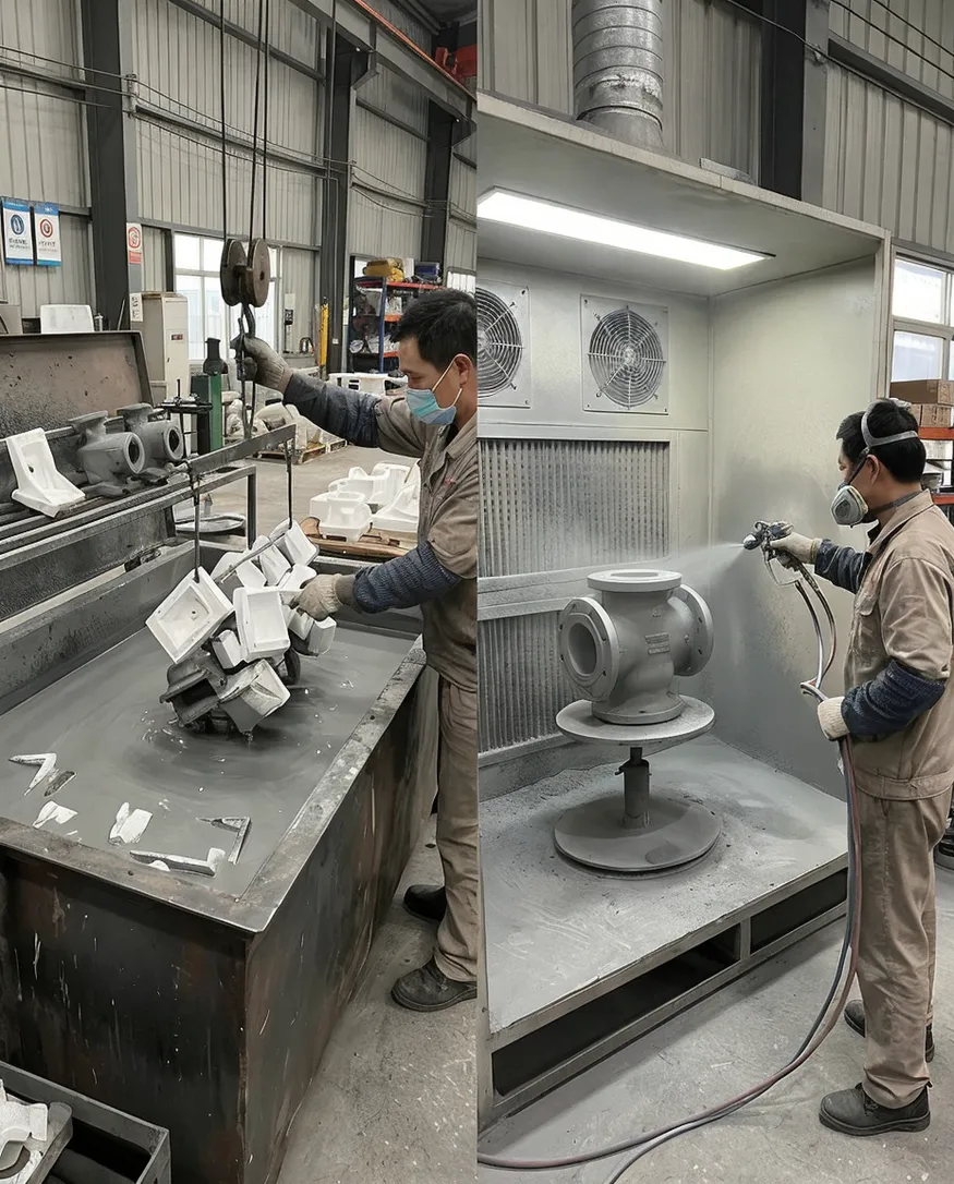 Refractory coating application methods for polystyrene lost foam patterns — dip tank and spray booth comparison