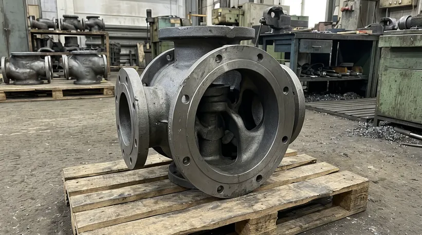 Iron valve body with complex internal passages produced via polystyrene foam casting, 10-30 kg for industrial distribution