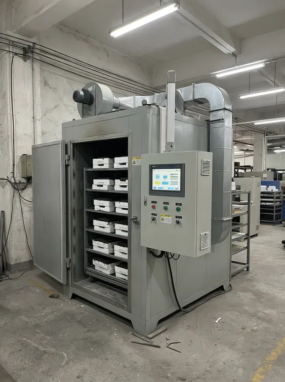 PLC-controlled forced-air drying chamber for polystyrene foam casting refractory coatings