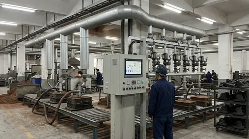 Multi-zone vacuum distribution system with PLC-controlled pressure profiling for high-volume foundries