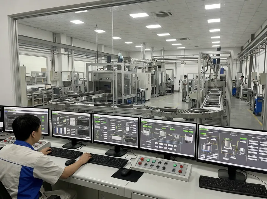 Centralized SCADA control system integrating vacuum casting, coating, molding, and pouring equipment on a unified production line
