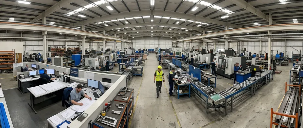 TZFoundry 15,000 m² engineering facility with production lines and engineering workstations