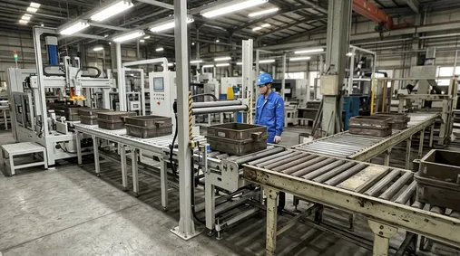 Integration zone connecting new automated molding line to existing conveyor system