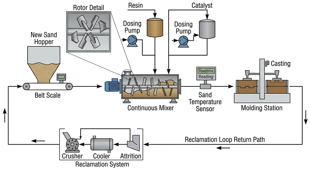 Furan Resin Sand Production Line Setup Guide – Catalyst Ratios, Mixing Parameters & Curing Control